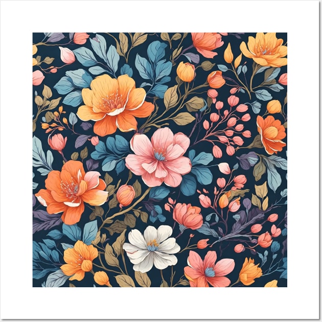 Retro Floral Reverie Vintage Wall Art by GracePaigePlaza